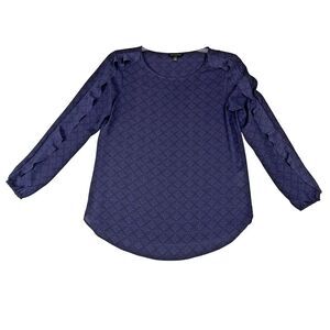 Banana‎ Republic Shirt Womens Small Purple Geometric Ruffle Sleeves Tunic